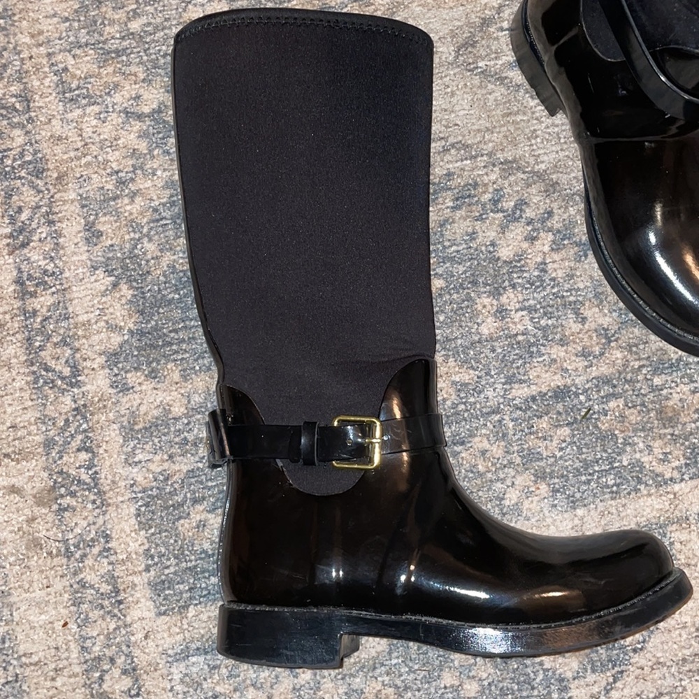Kate Spade ♠️ Bliss Wellington Moto Rain Boots in Black size 8 - Picture 3 of 10